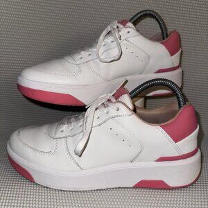 Fitflop Rally Evo White Pink Leather Platform Sneaker Shoes Womens Size 7.5